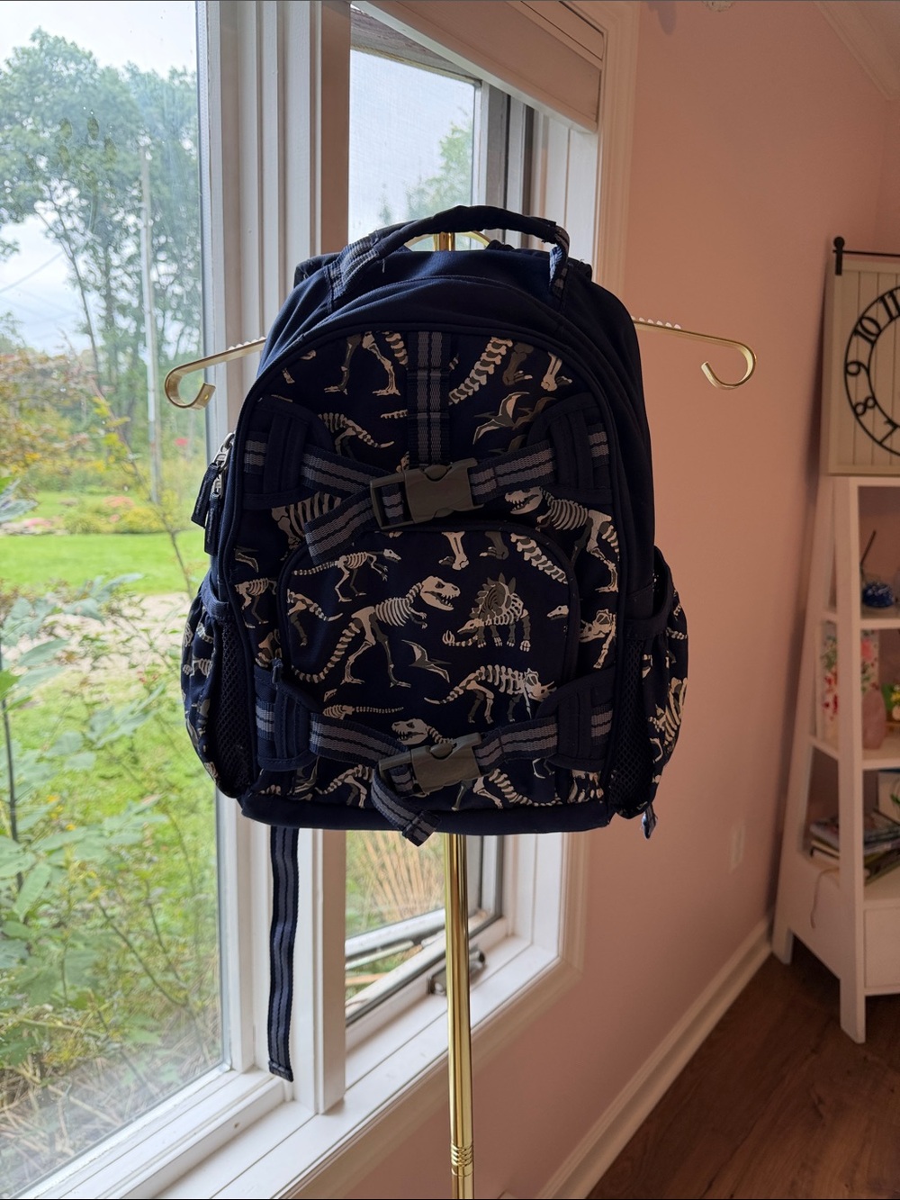 Pottery Barn Kids Dinosaur Skeleton Navy Blue Backpack